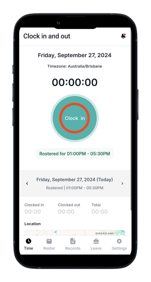 Employee app - How to clock in and clock off for a shift as an employee - 1