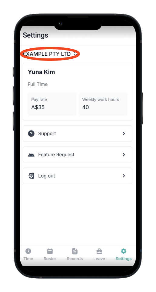 Employee app - How to switch companies for employees on the employee app - 5