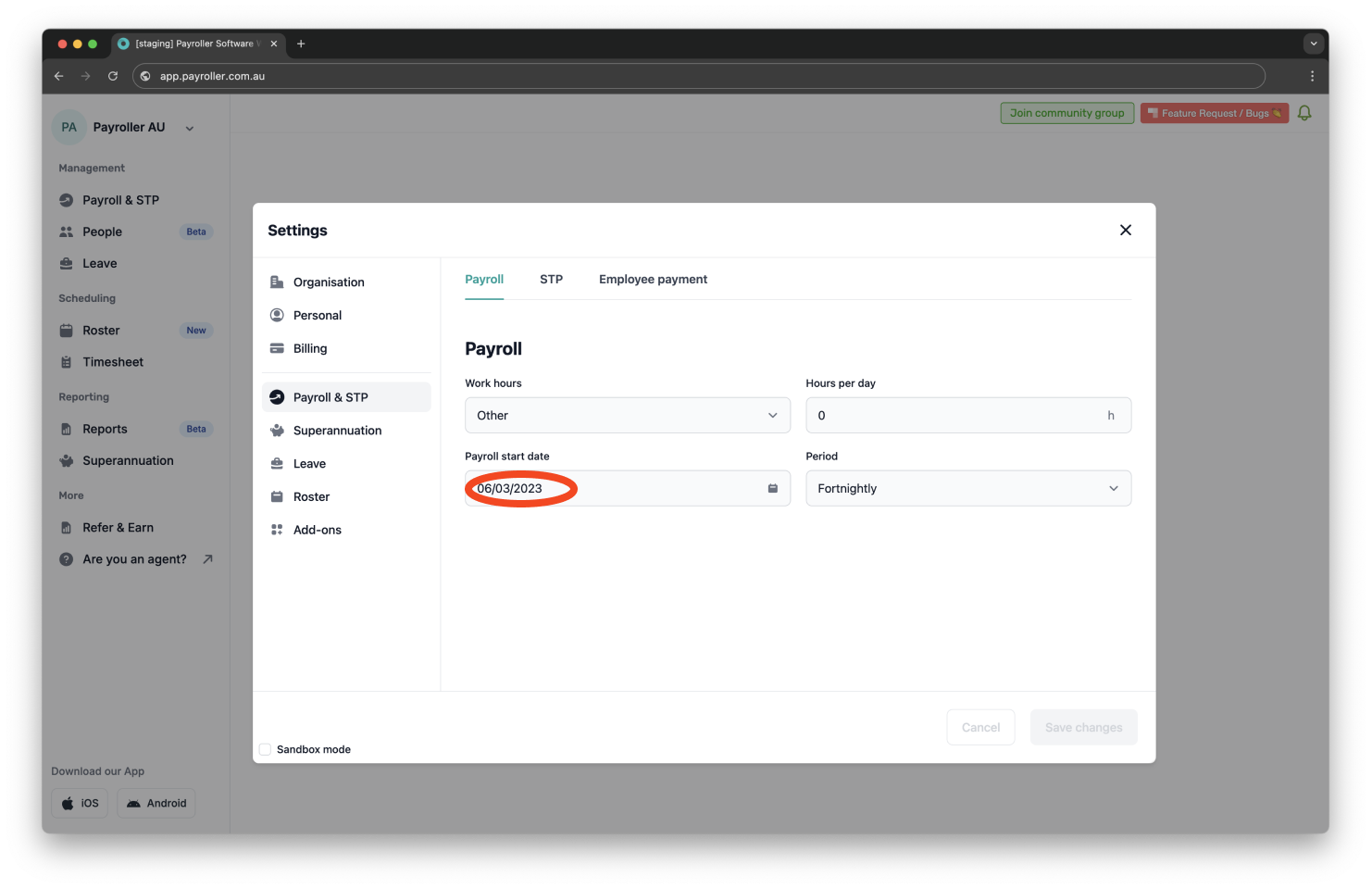 Creating pay runs - Pay period, pay period end date, and payment date - 7