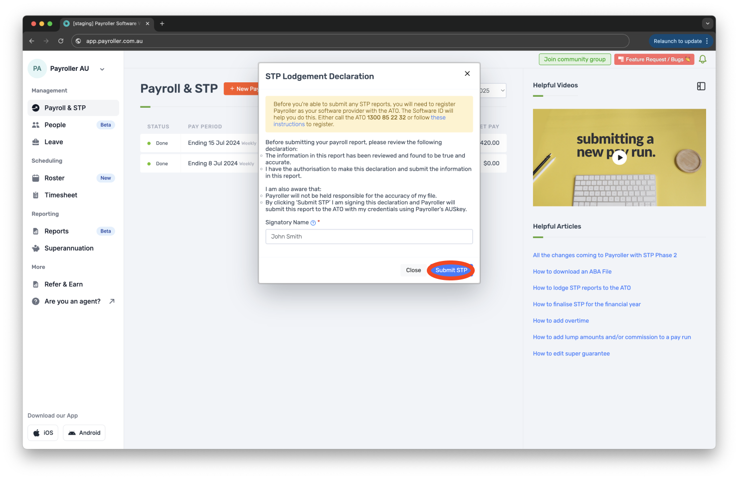 Creating pay runs - Edit tax in review on the pay run - 7