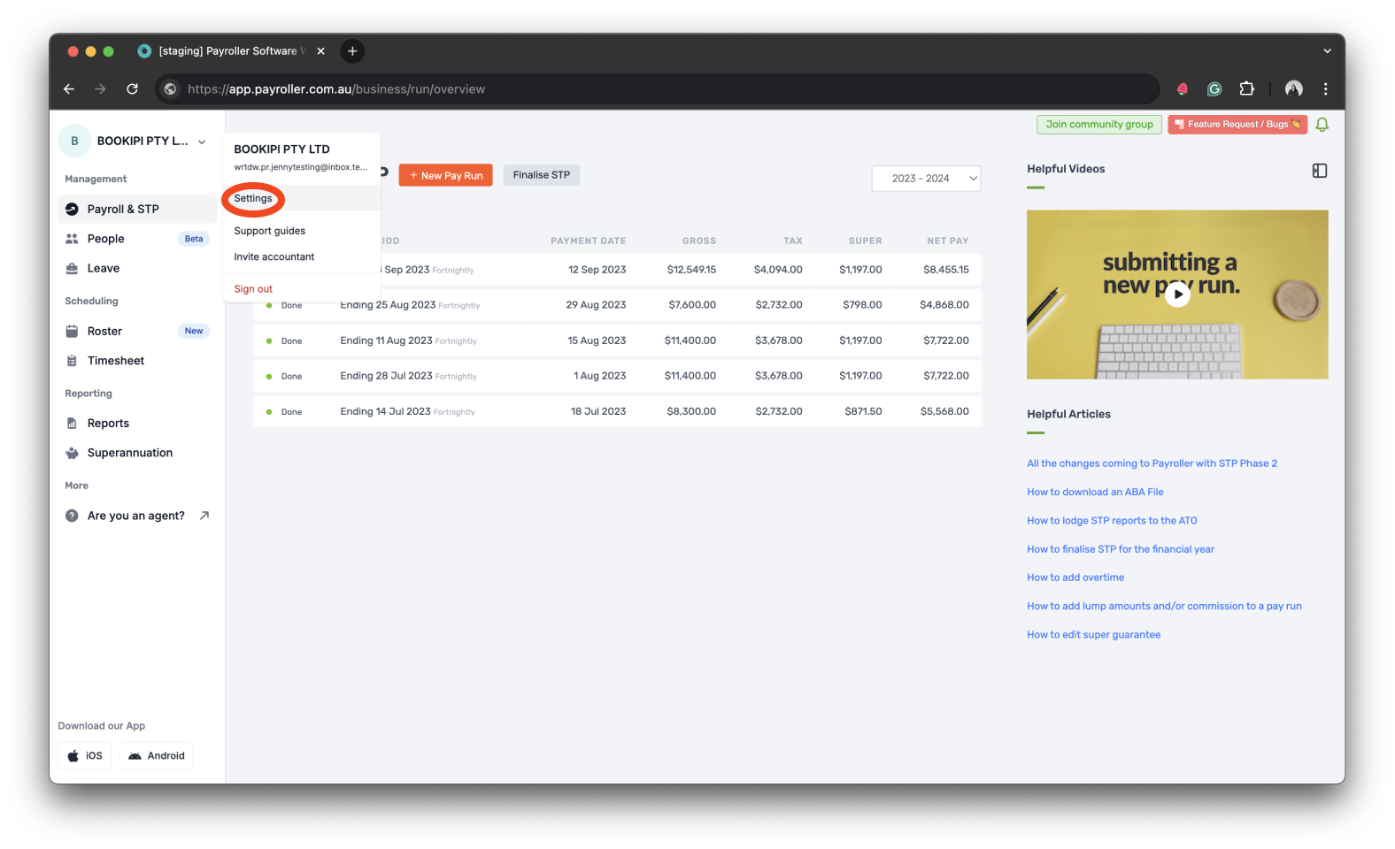 Payroller settings - Change email address - 7