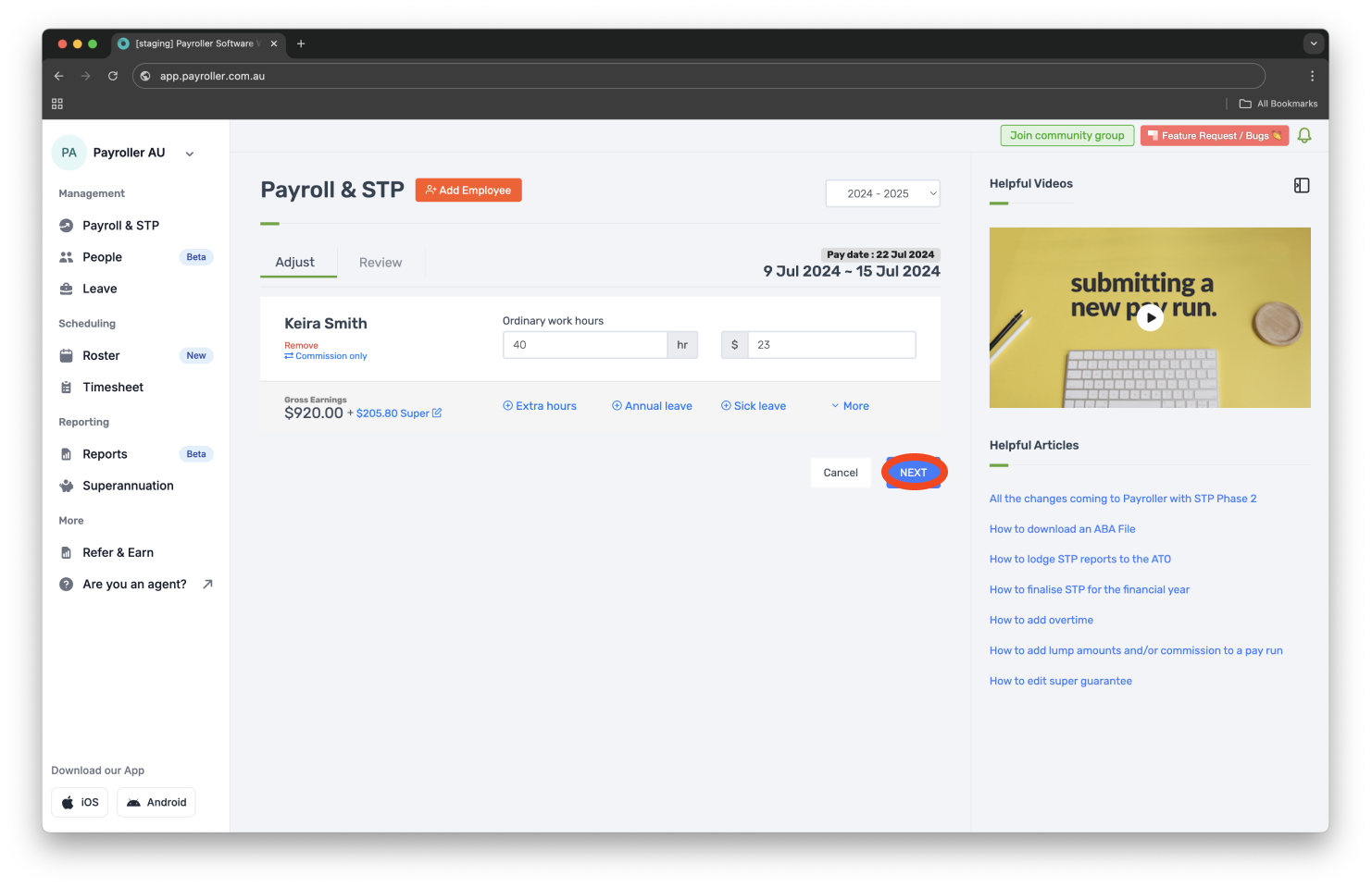 Creating pay runs - Adding salary sacrifice - 6