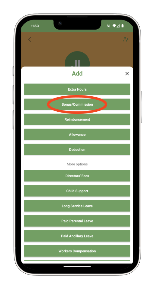 Payroller Mobile App - Learn how to add a bonus/commission on the Payroller mobile app - 4
