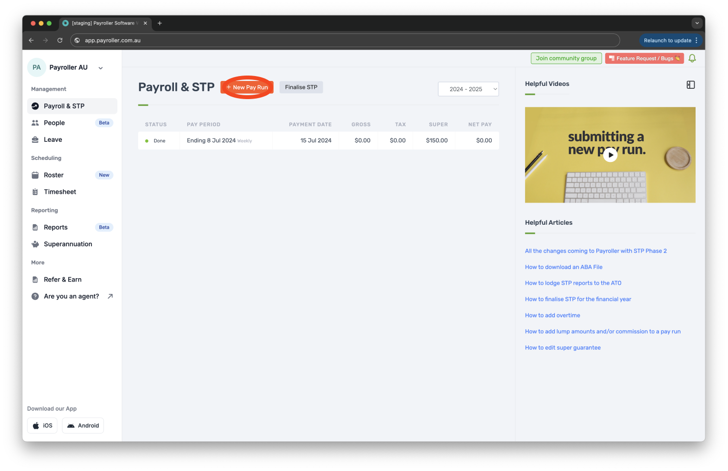 Creating pay runs - Edit leave accrued - 1