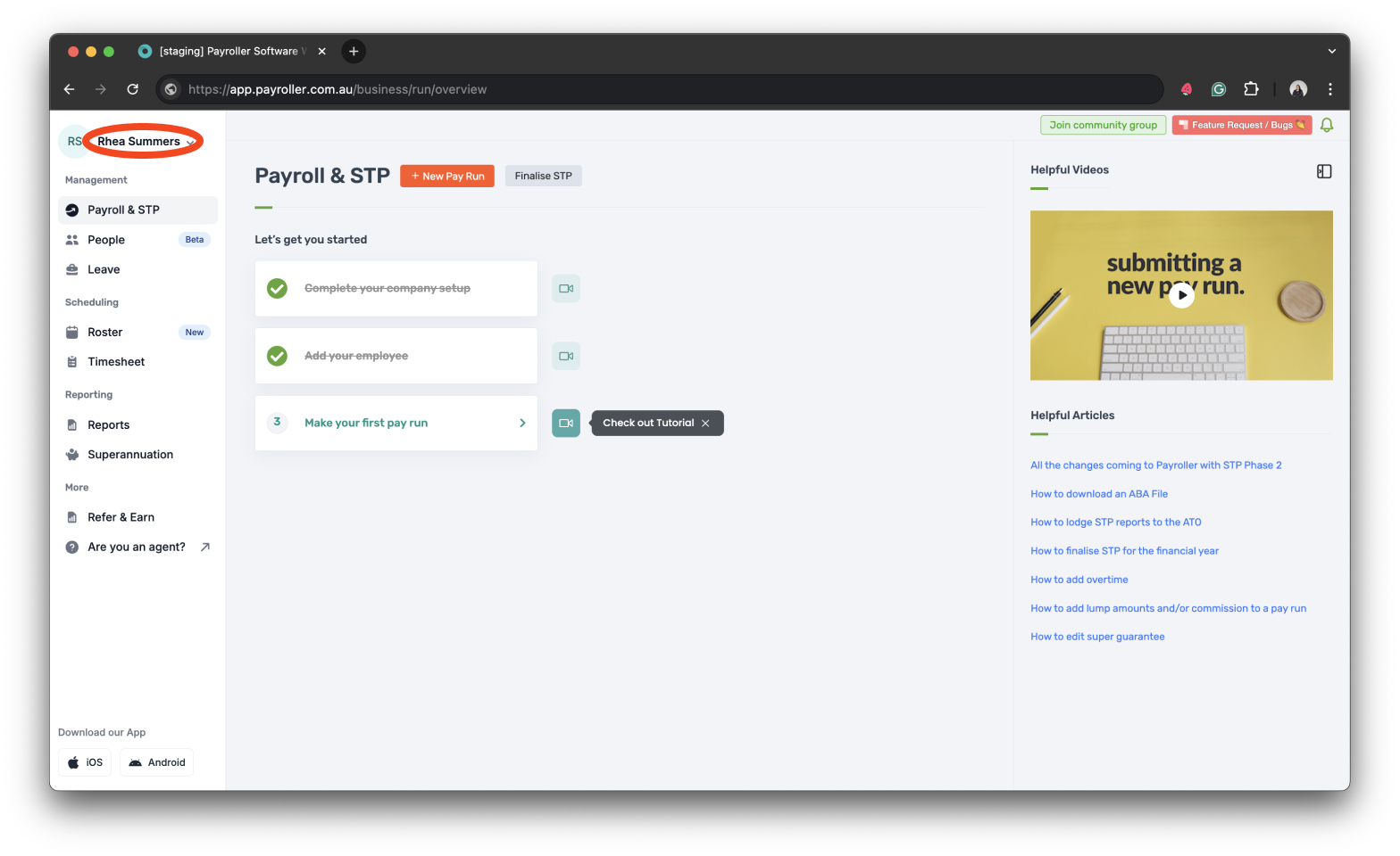 Payroller settings - Set the Pay run period of your pay runs - 10