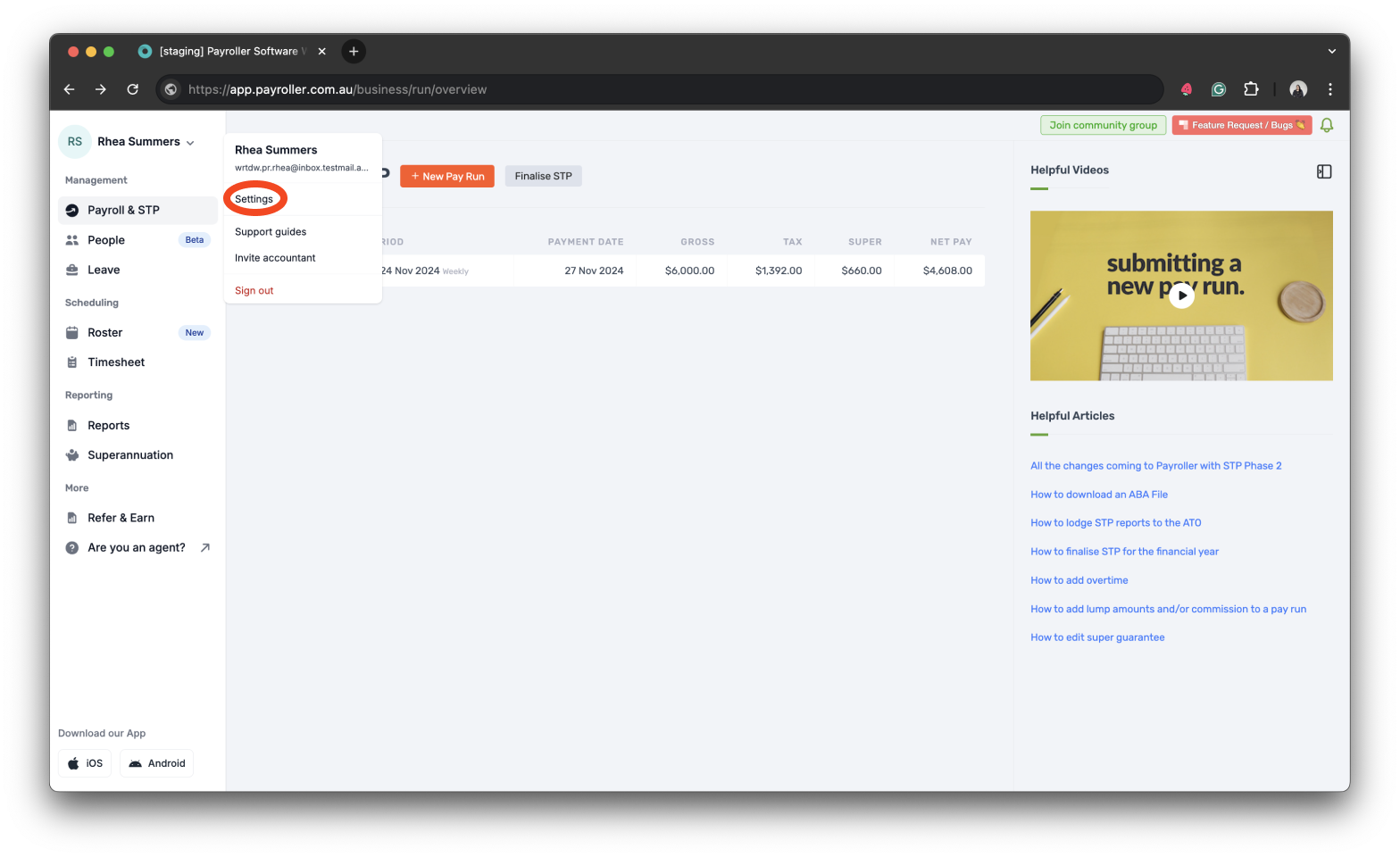 Payroller settings - Show leave balance on payslips - 8