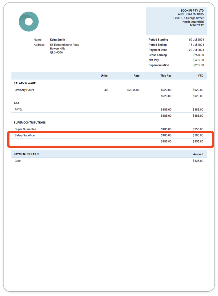 Creating pay runs - Adding salary sacrifice - 9