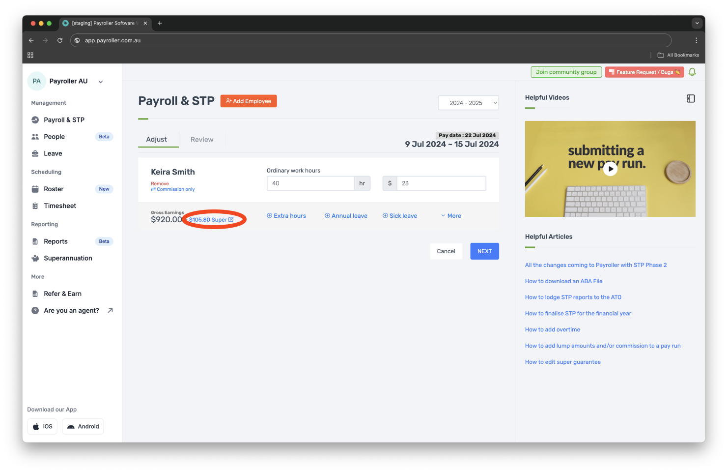 Creating pay runs - Adding salary sacrifice - 3