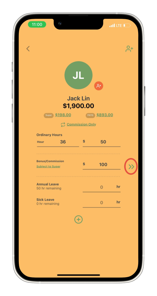 Payroller Mobile App - Learn how to add a bonus/commission on the Payroller mobile app - 7