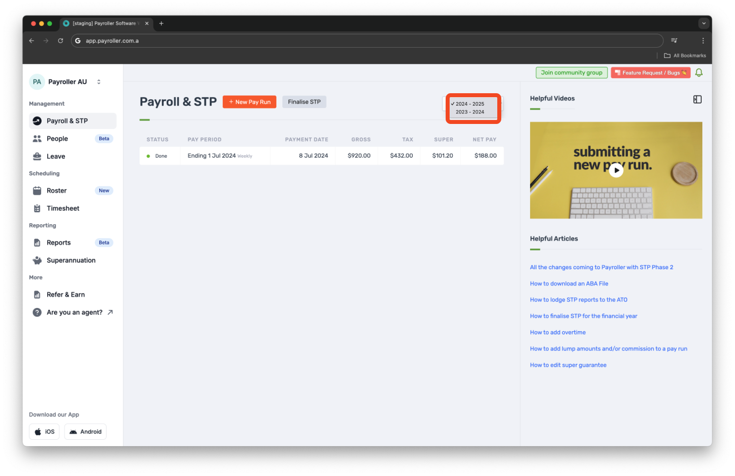 Uncategorized - How to view pay runs in different financial years - 3