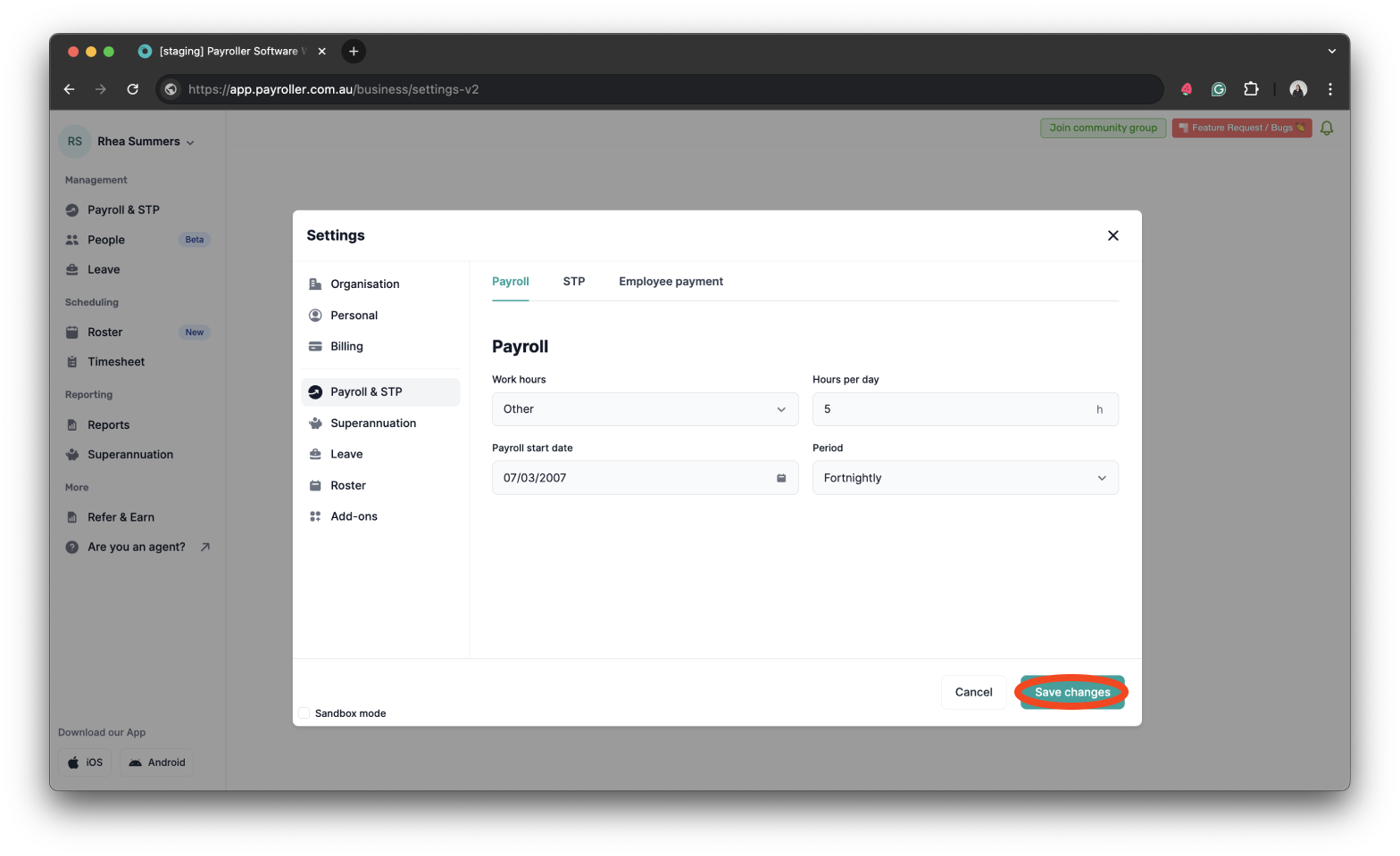 Payroller settings - Edit the business hours for calculating requested and scheduled leave - 15