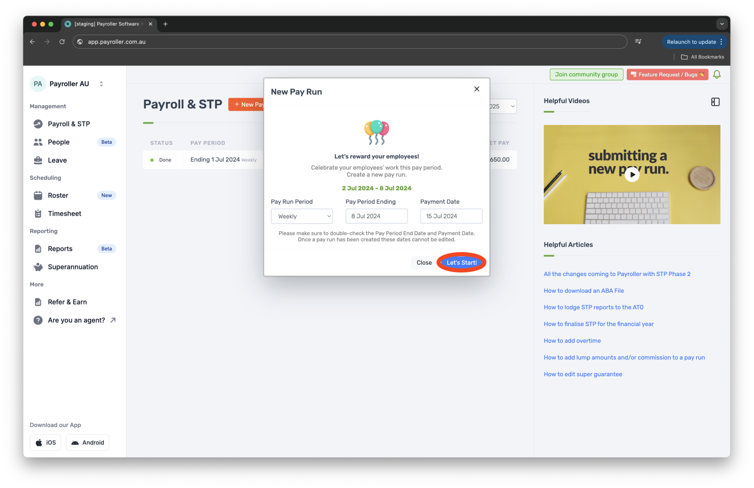 Creating pay runs - Viewing and Adjusting Superannuation - 2