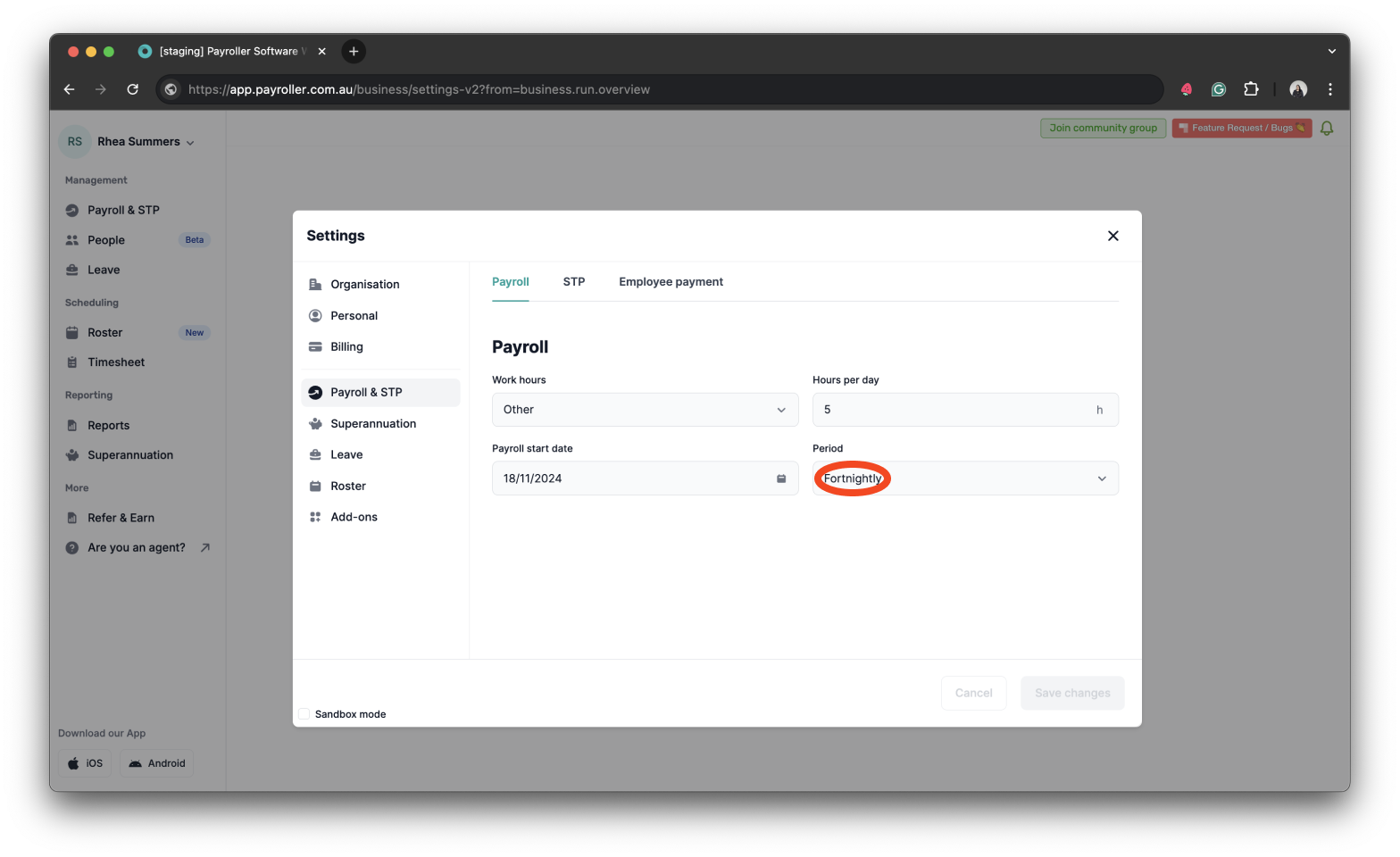 Payroller settings - Set the Pay run period of your pay runs - 13