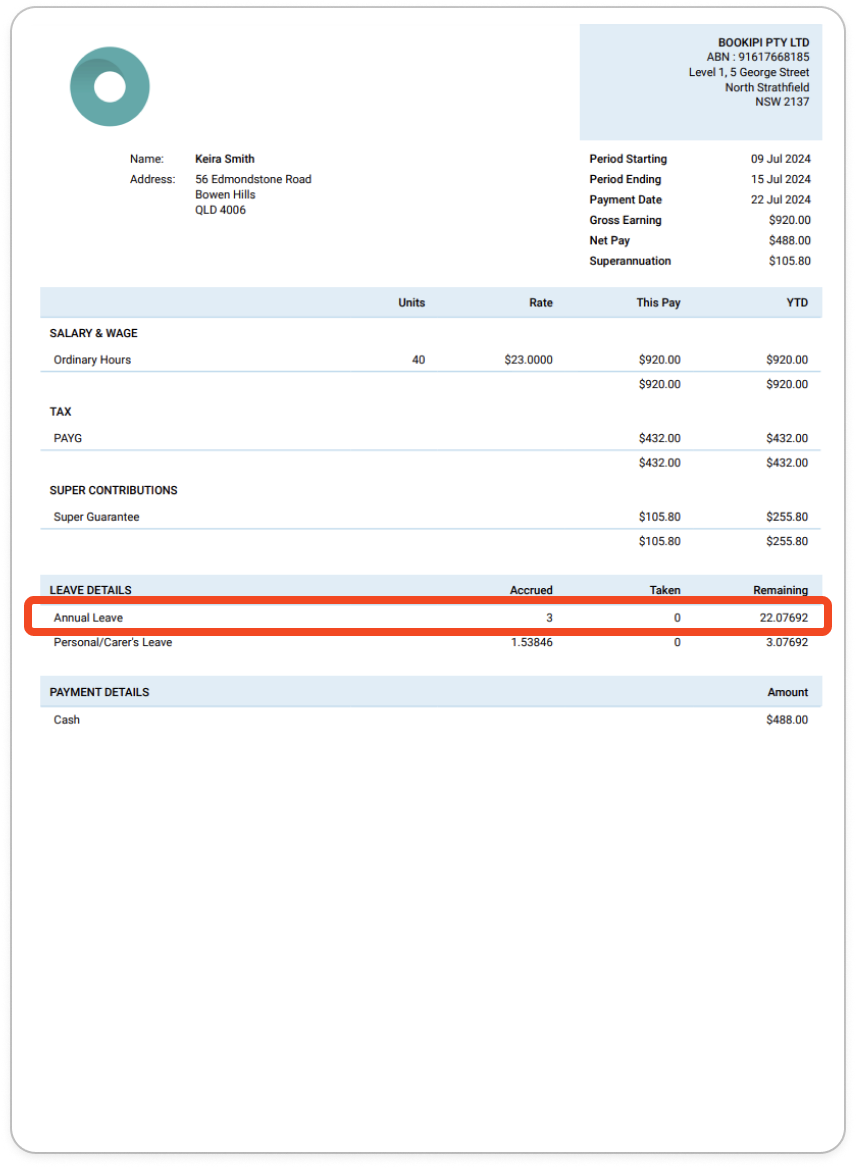 Creating pay runs - Edit leave accrued - 9