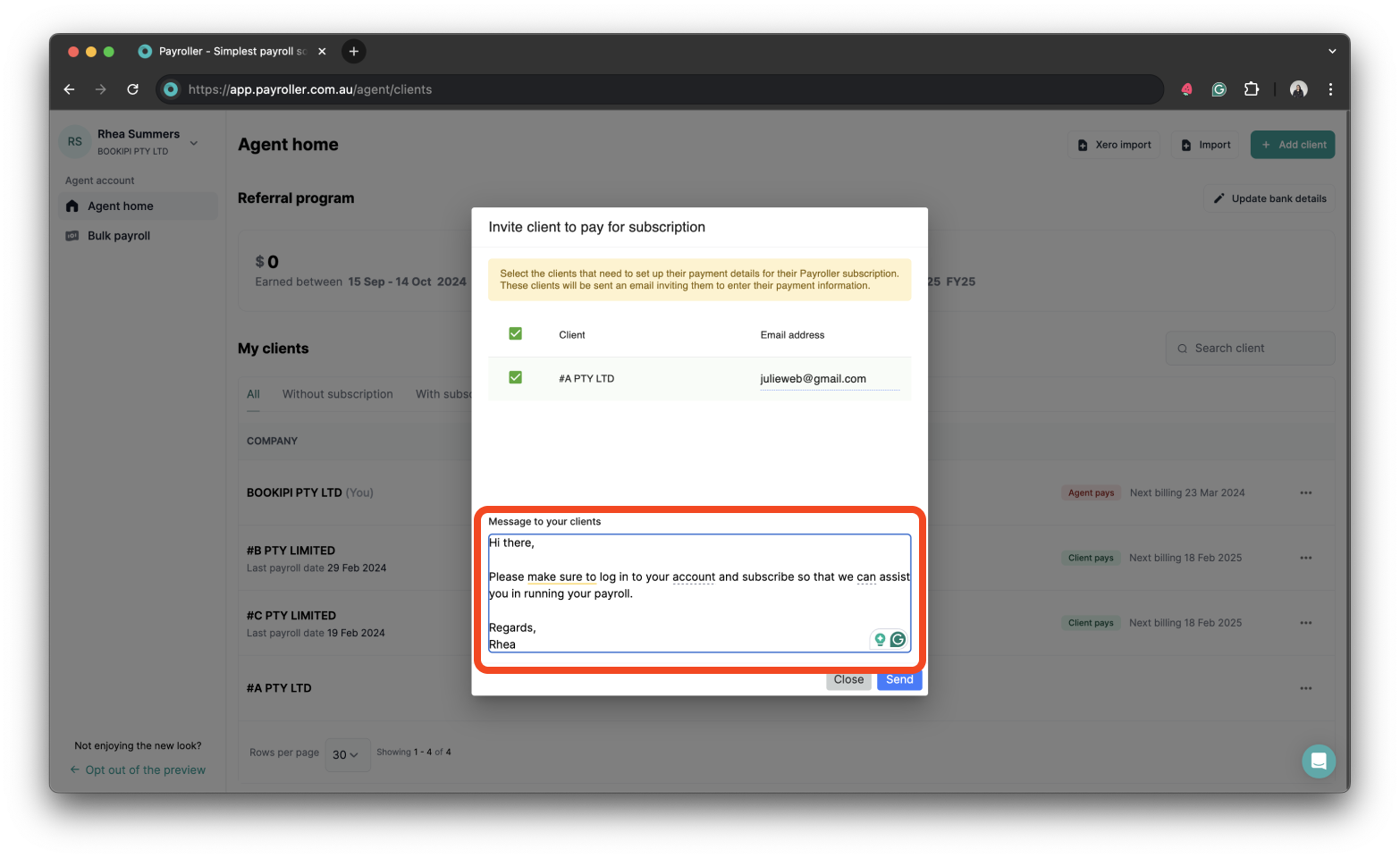 Quick Overview - Signing up for a subscription for clients as an agent - 22