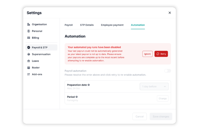 Payroll automation error detection