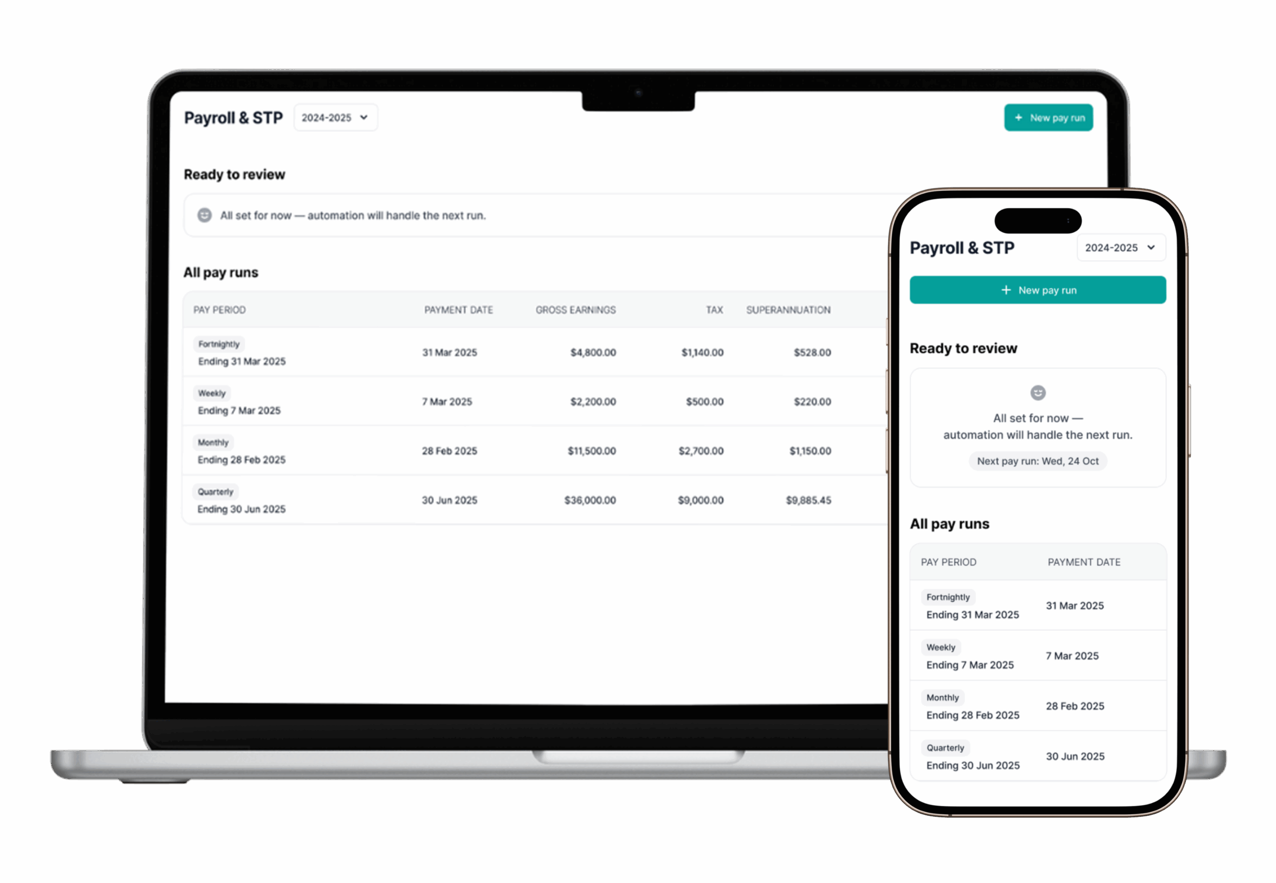 Flexible payroll with real-time syncing