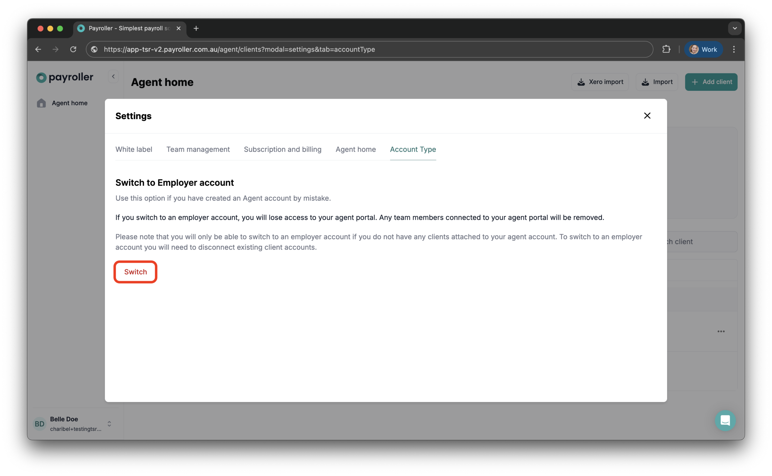 Payroller functions - How to convert an Agent account to an employer account - 4