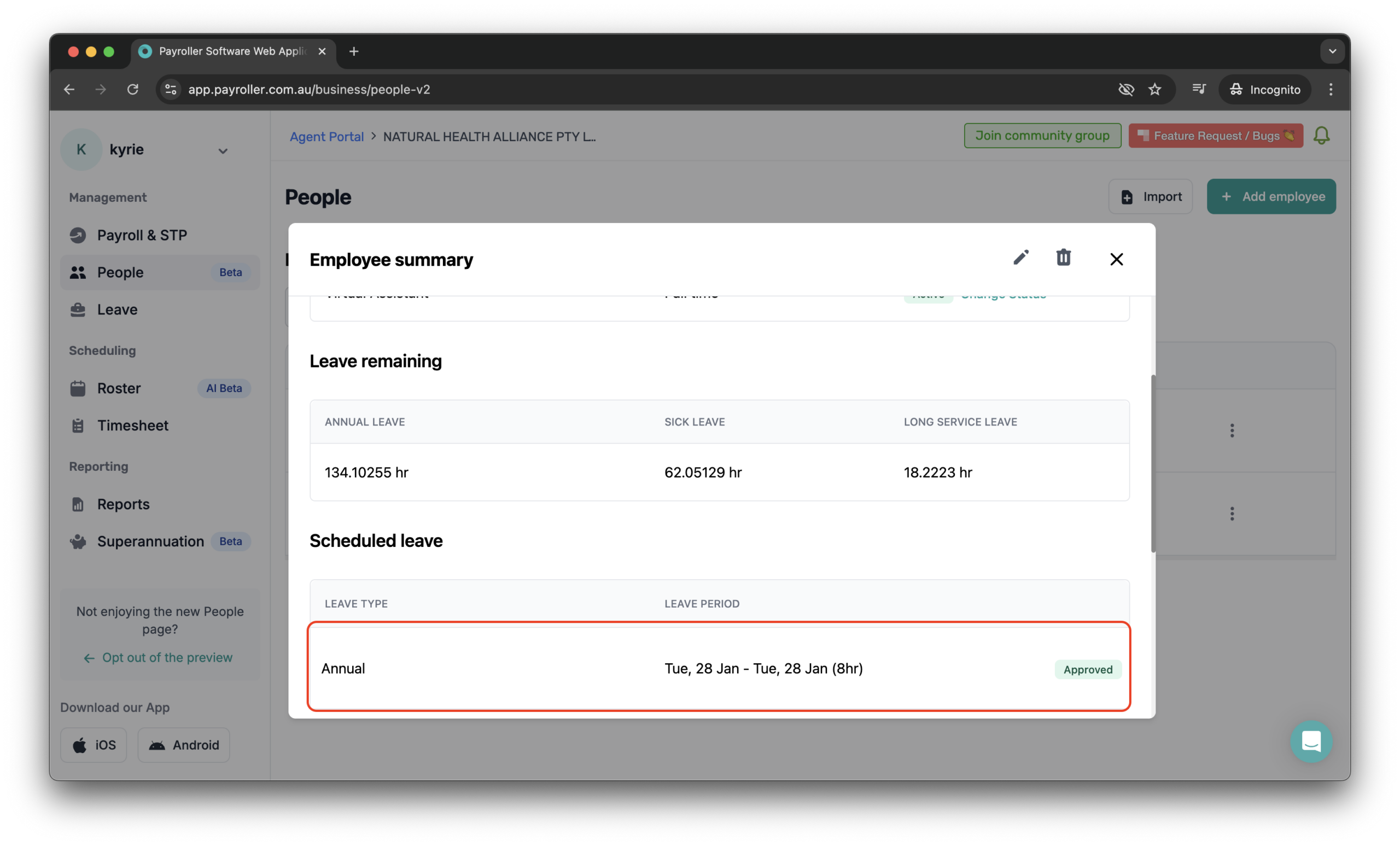 Setting up your employees - How to view employees' scheduled leave - 5