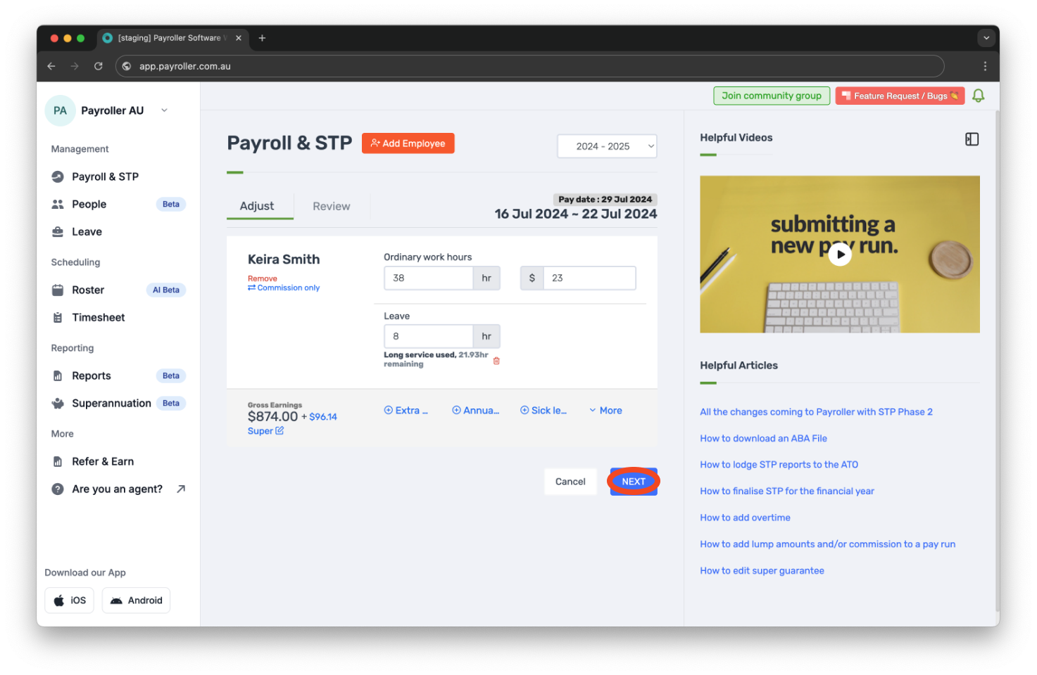 Payroller functions - Long Service Leave - 21