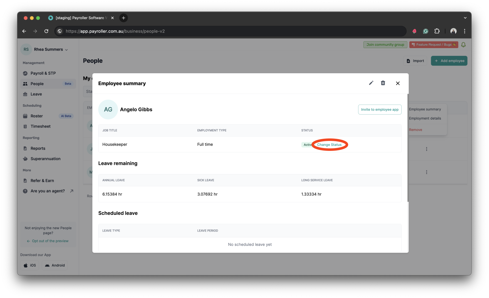 Setting up your employees - Changing the status of your employee (active, inactive, roster-only) - 9