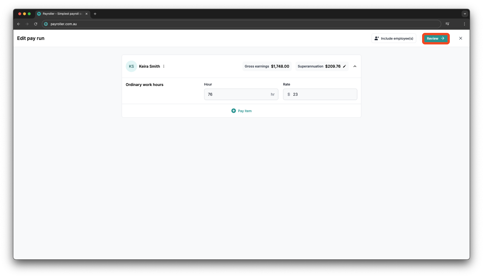 Creating pay runs - Adjust pay run - 4