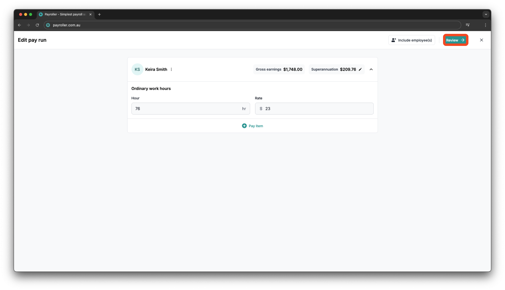Creating pay runs - Creating and submitting pay runs - 5