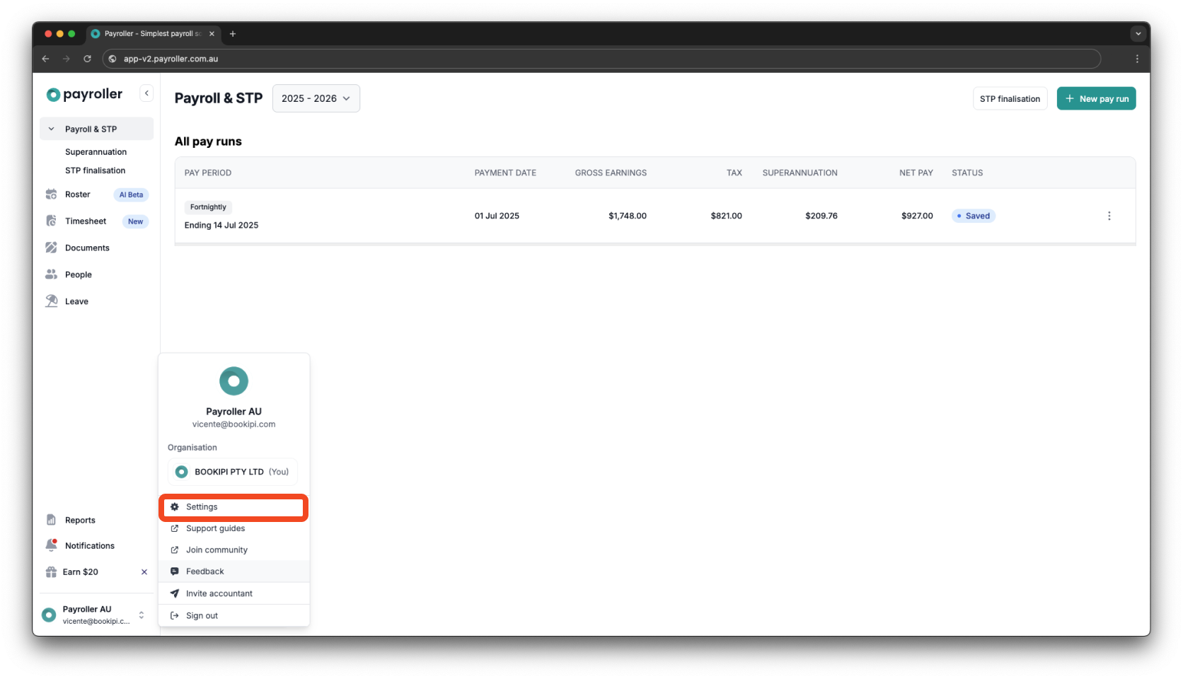 Quick Overview - Signing up for a subscription to create a pay run - 7