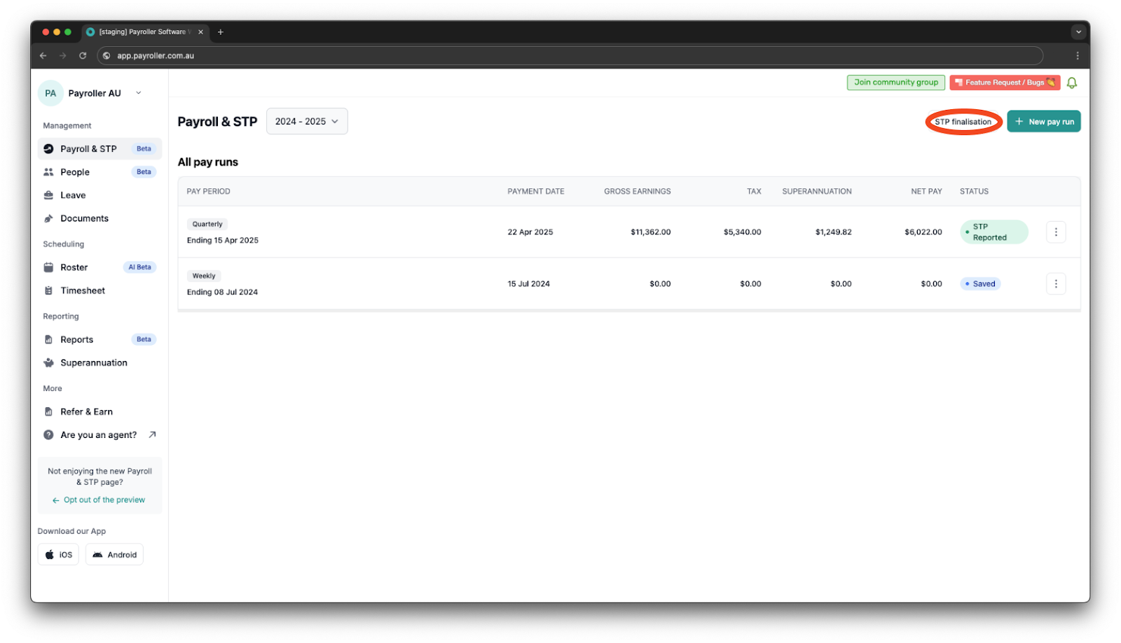 Creating pay runs - Fringe Benefits - 11
