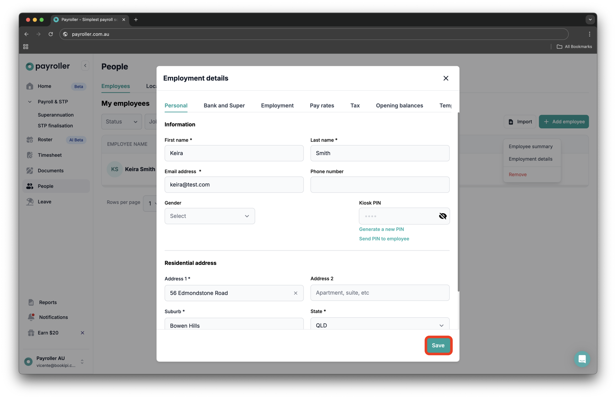 Setting up your employees - Editing employee details - 5