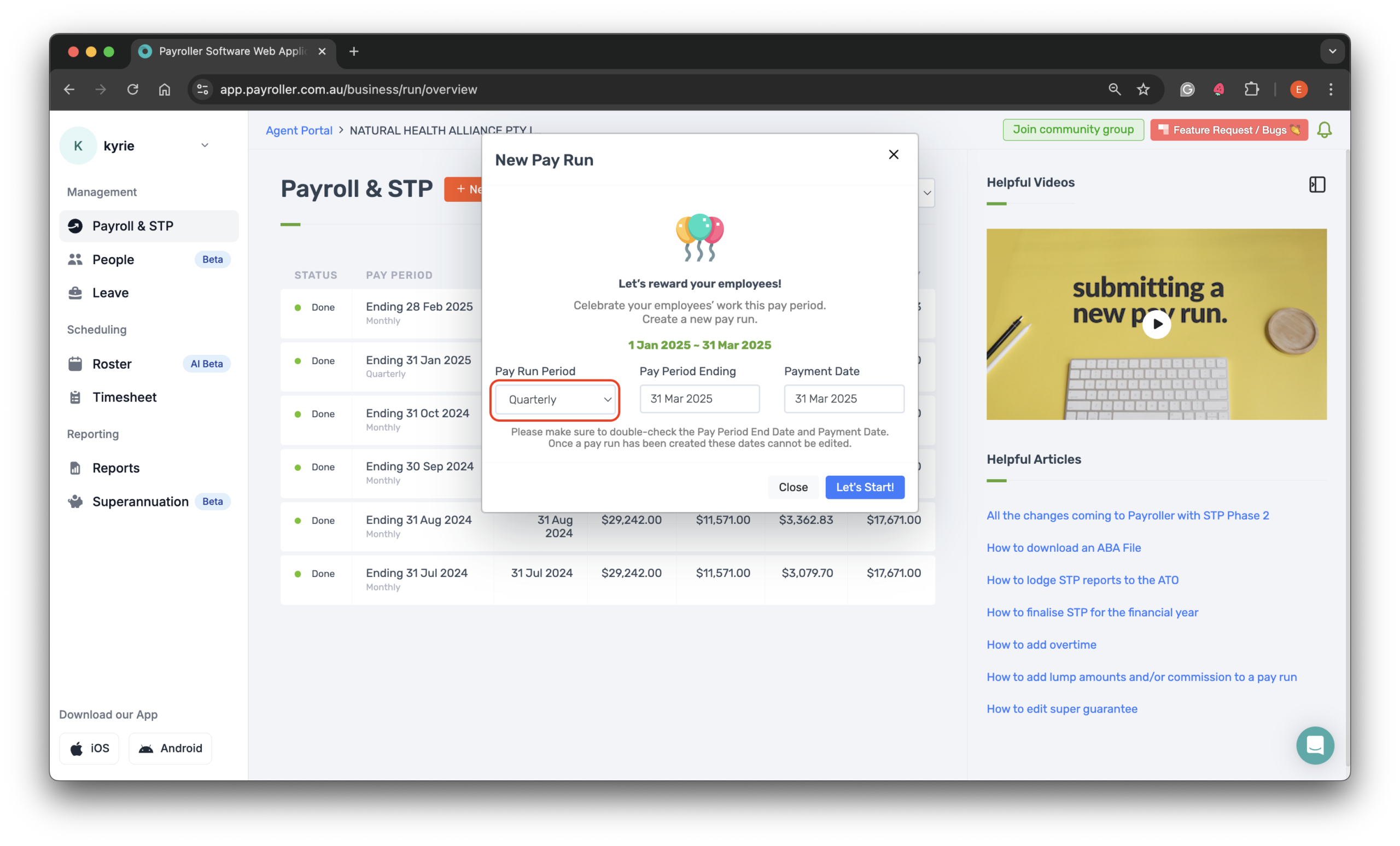 Payroller functions - How to set your employee's pay period - 11