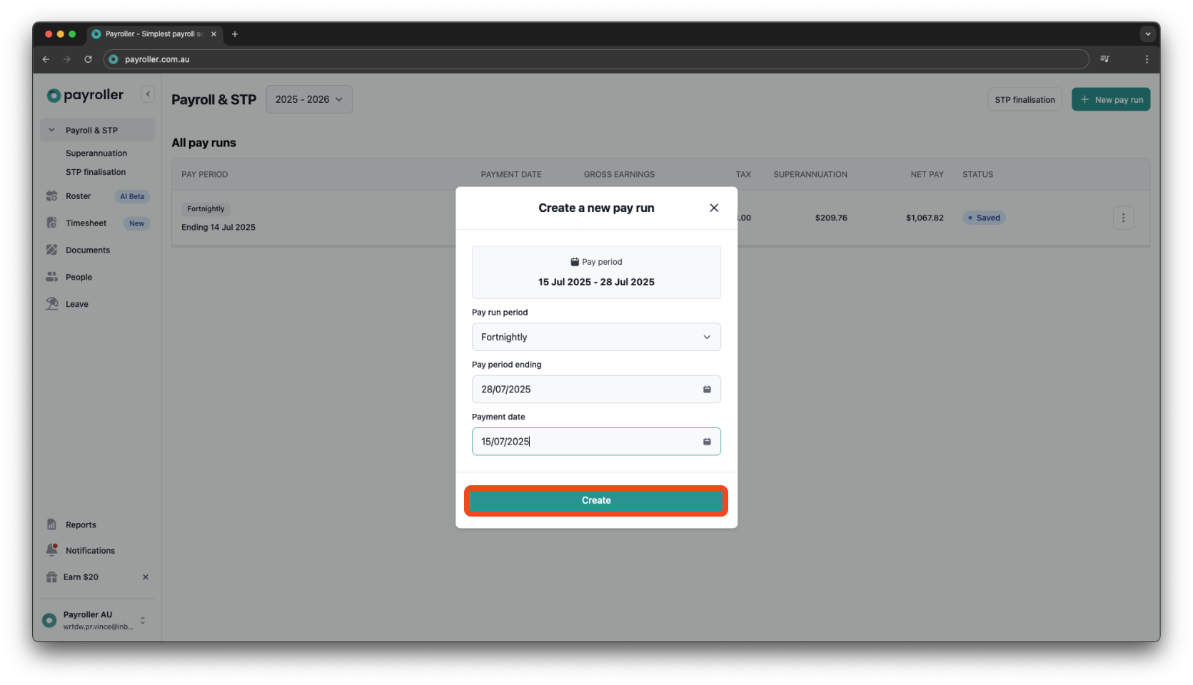 Creating pay runs - Editing pay rate in a pay run - 2