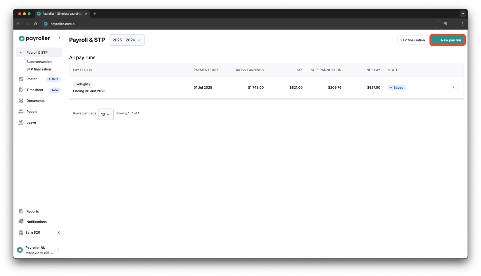 Creating pay runs - Creating and submitting pay runs - 2
