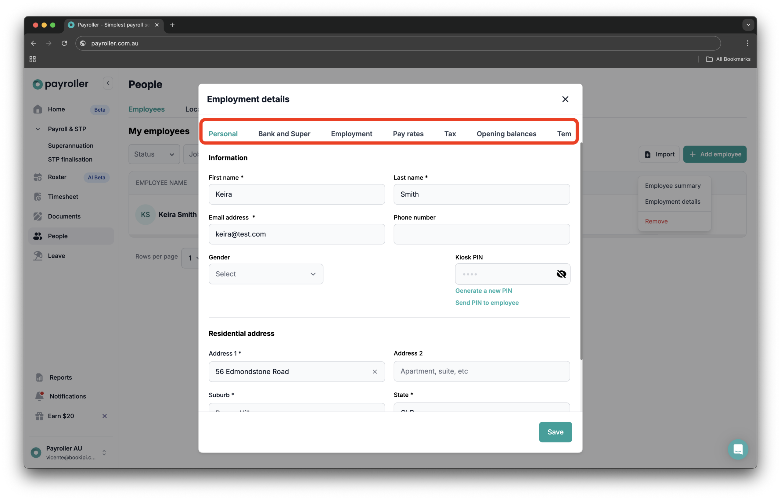 Setting up your employees - Editing employee details - 4