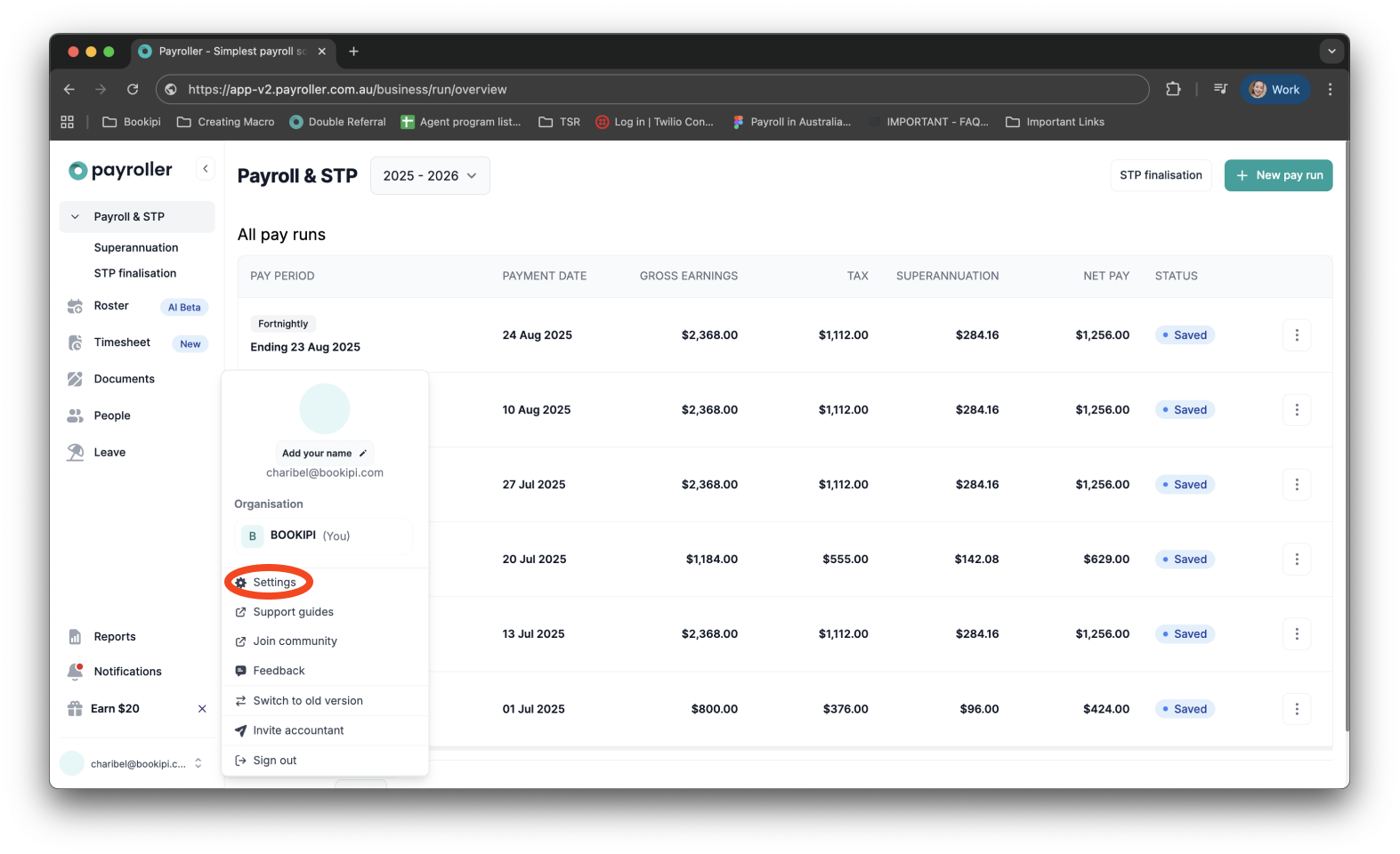 Payroller settings - Change email address - 7