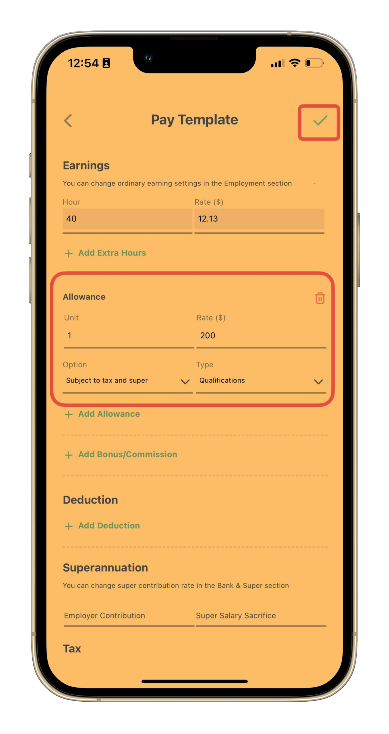 Payroller Mobile App - How to use the pay template on the Payroller mobile app - 6