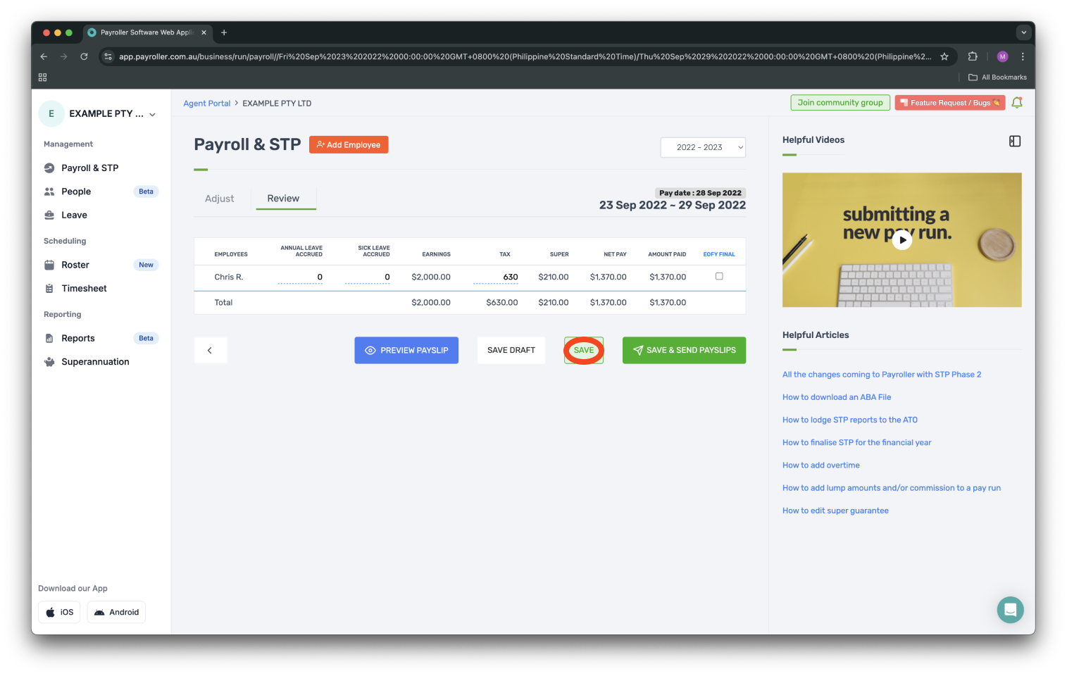 Single Touch Payroll Guide - Branch Number - 20