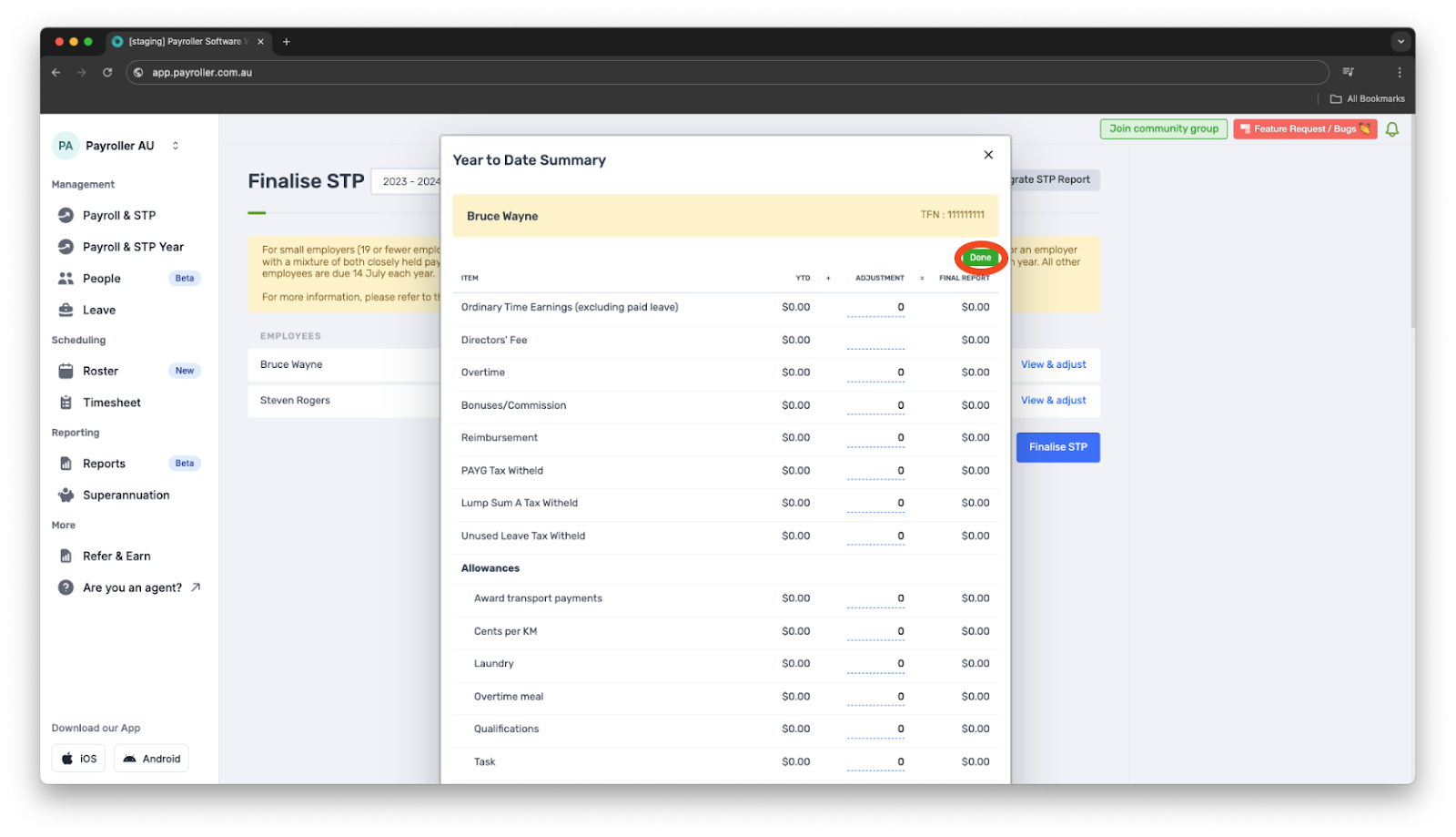 Payroller functions - Finalise reporting for the financial year - 4