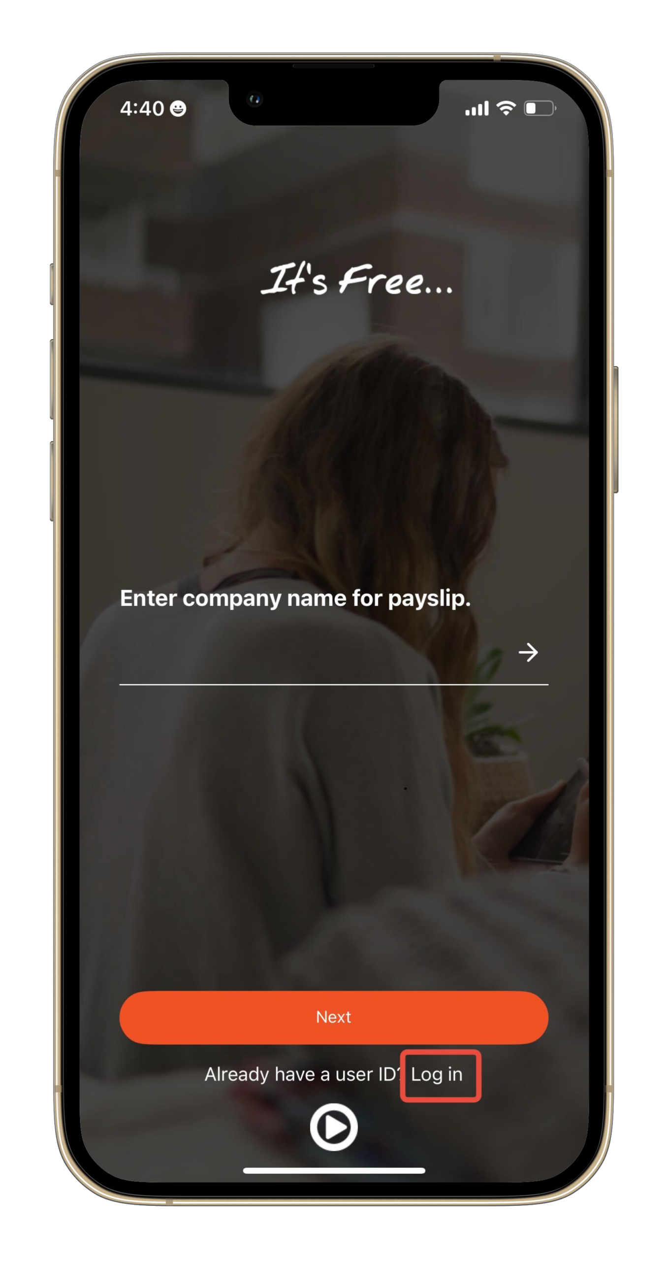 Payroller Mobile App - How to login to an existing account on the Payroller mobile app - 1