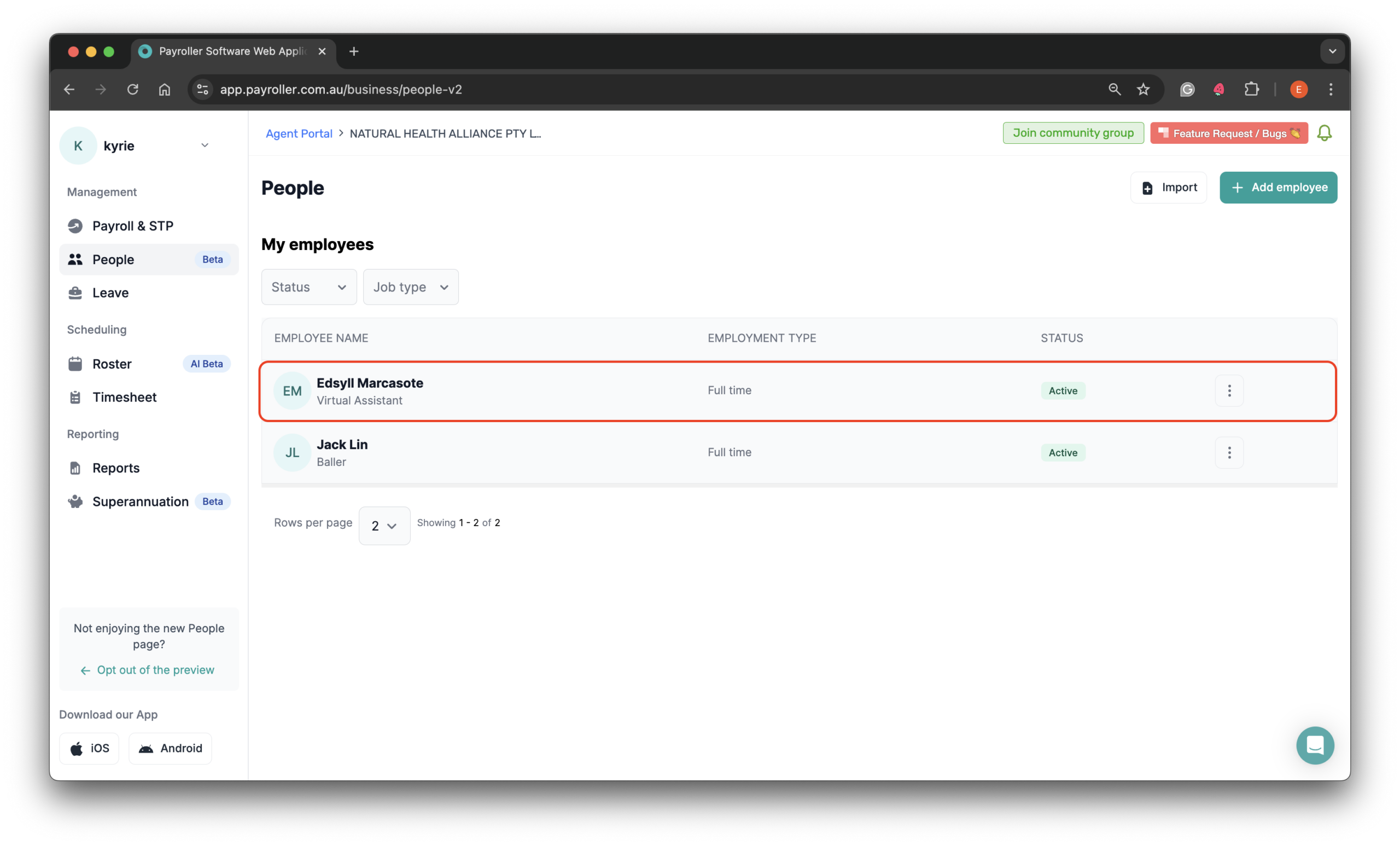 Setting up your employees - How to view employee leave balances - 2