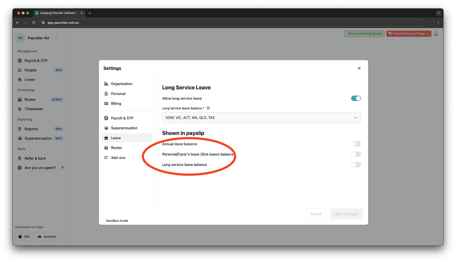 Payroller settings - Show leave balance on payslips - 4