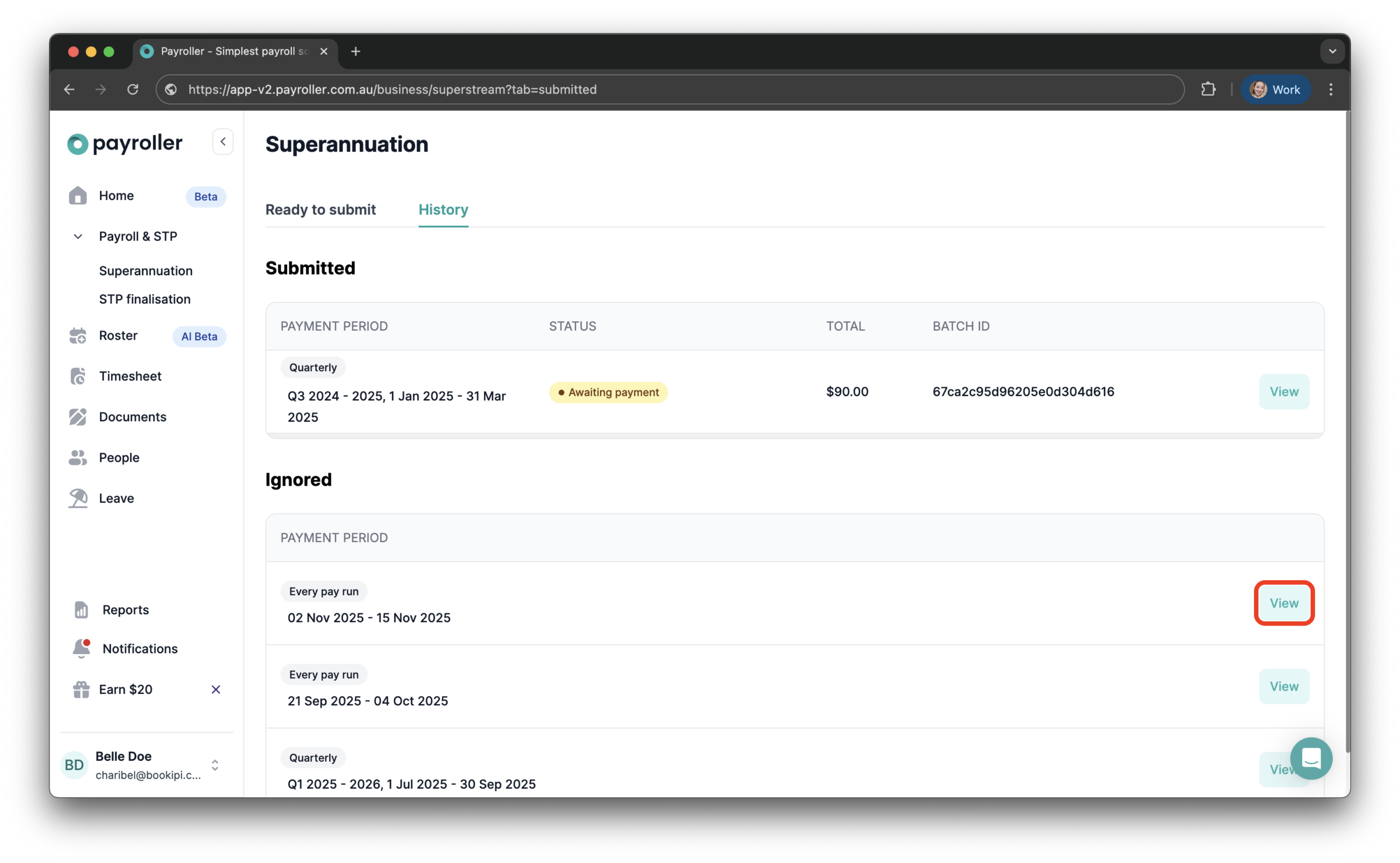 Superannuation Resources - How to move a super batch from the "Ignored" tab to the "Ready to submit" tab. - 3