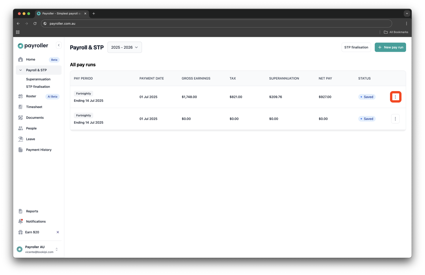 Creating pay runs - Deleting a pay run that has not been submitted to the ATO (draft/done) - 2