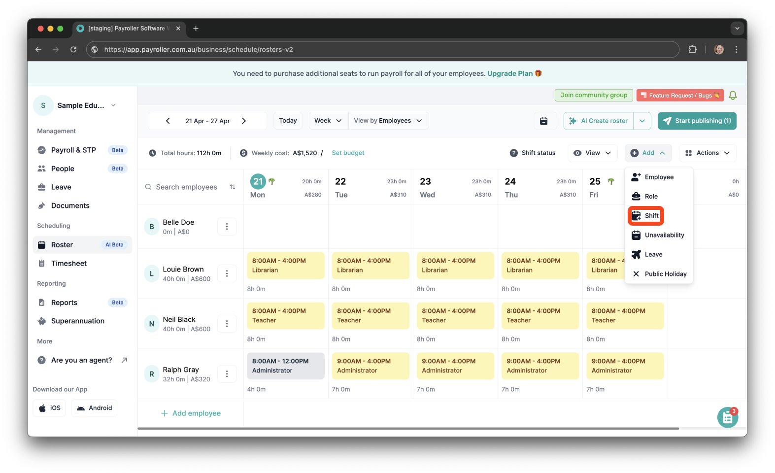 Timesheets and rostering - How to add a meal/rest break in a shift/timesheet - 4