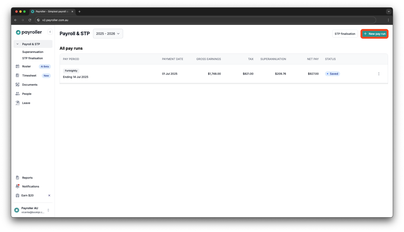 Creating pay runs - Adding a deduction - 1