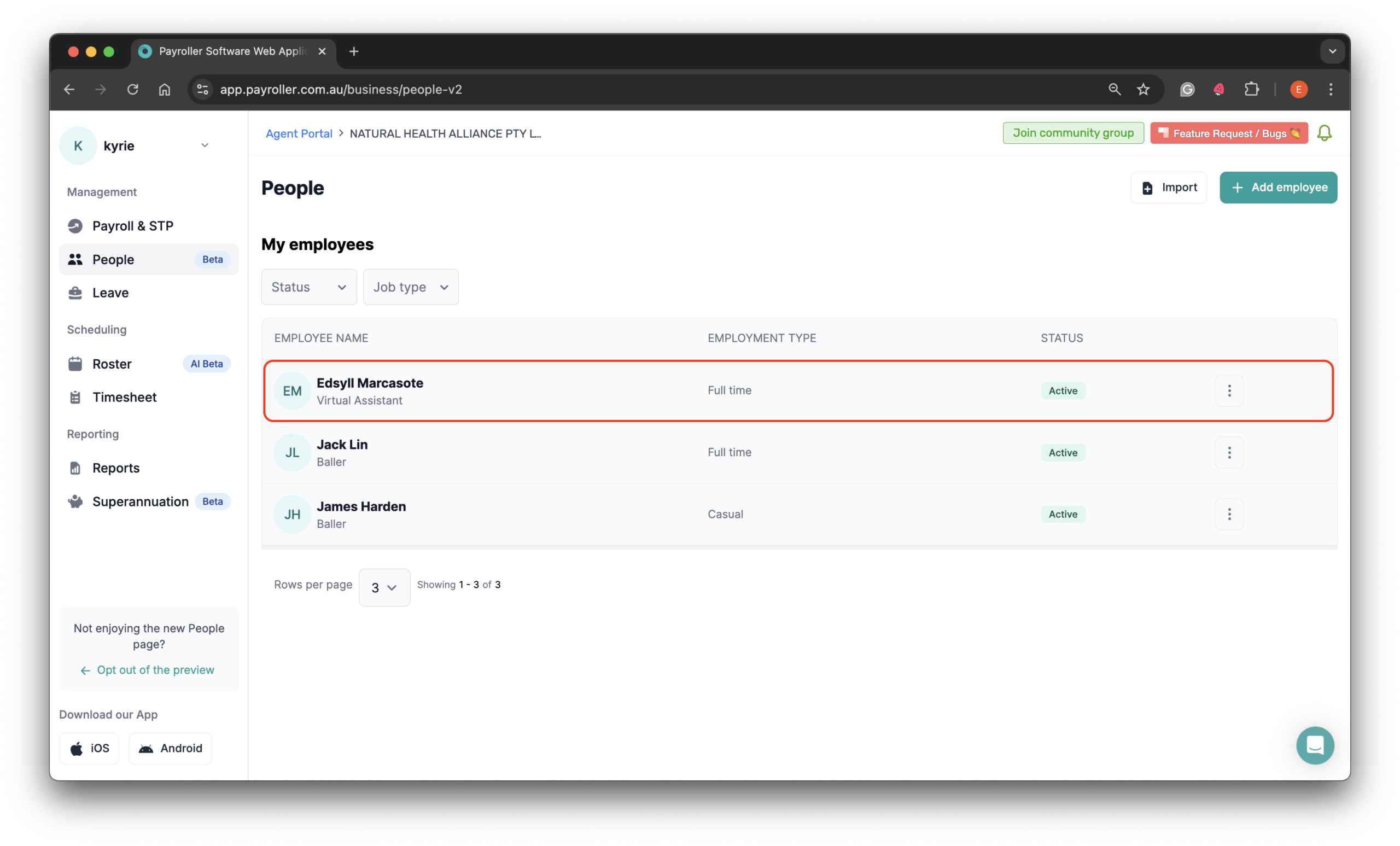 Setting up your employees - How to view a summary of employee payslips - 2