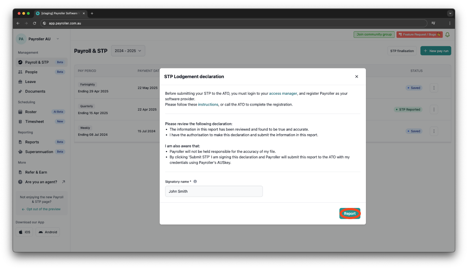 Creating pay runs - Viewing and Adjusting Superannuation - 9
