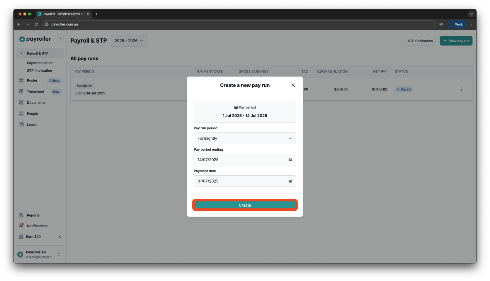 Creating pay runs - Adding employer contribution (superannuation) - 2