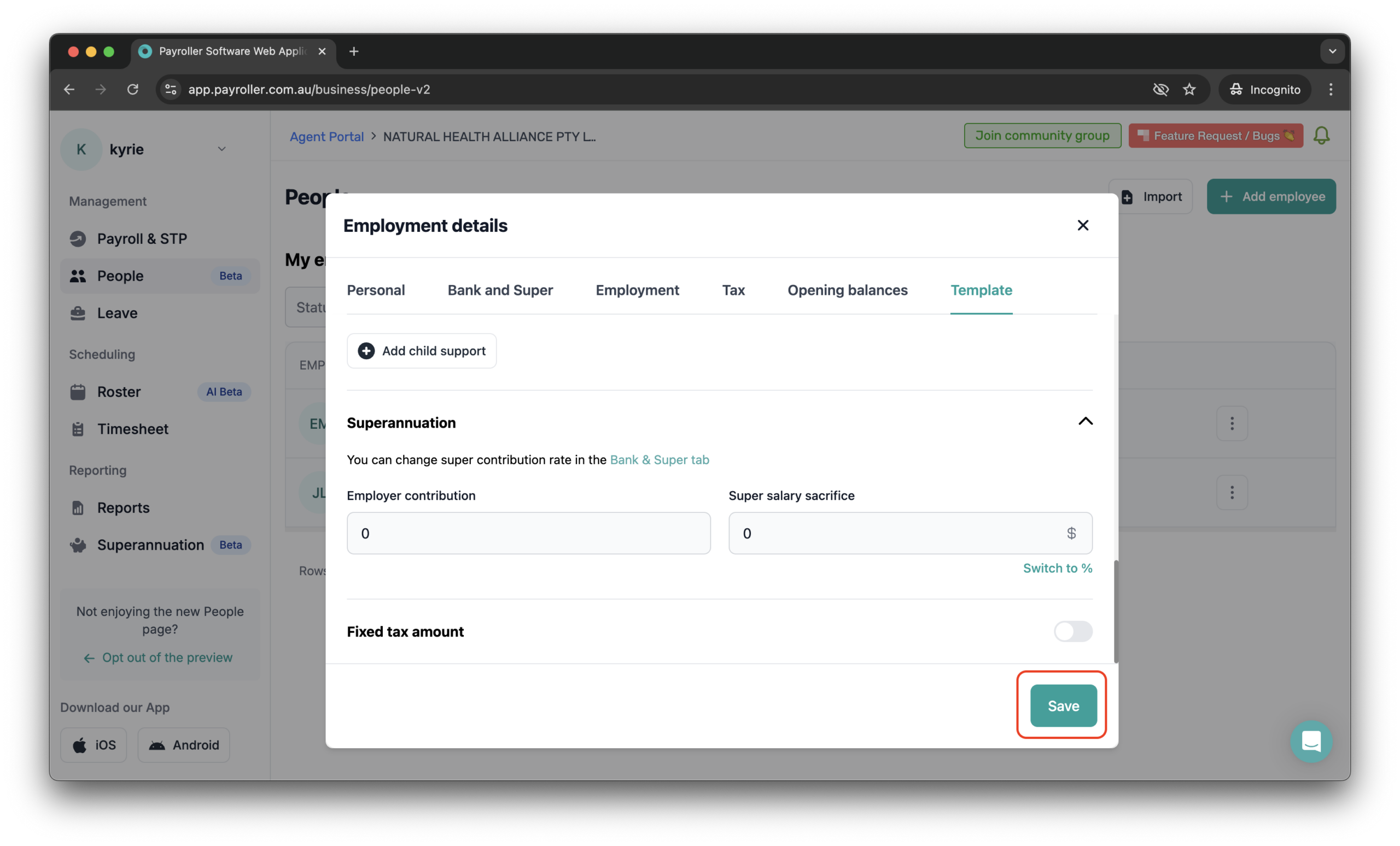 Setting up your employees - Using pay template - 6