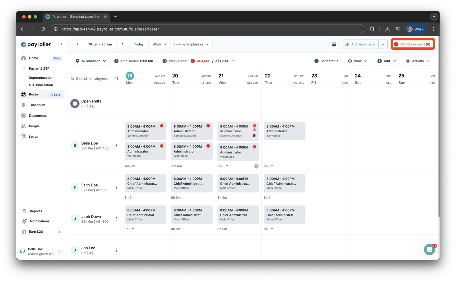 Timesheets and rostering - How to resolve shift conflicts - 2